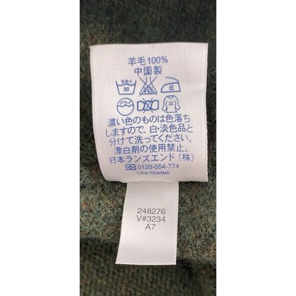 Lands End Men's XXL Sweater Green 100% Lambs Wool Ribbed 1/4 Zip Pullover - Picture 10 of 10